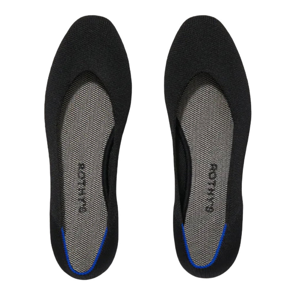 Rothy’s Women Black Square Toe Flats Comfort Size 8 Slip On